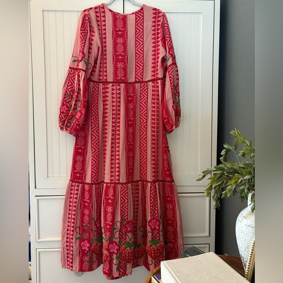 NWT FARM Rio Red and Pink Floral Long-Sleeve Maxi Dress - Picture 3 of 11